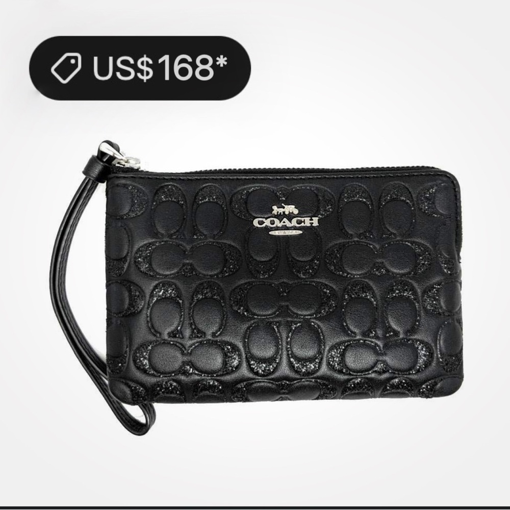 Coach Embossed Black Wristlet new without tags - Picture 3 of 17
